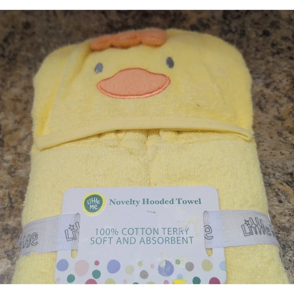 Little Me Novelty Hooded Yellow Duck Towel 100% Cotton Terry 26